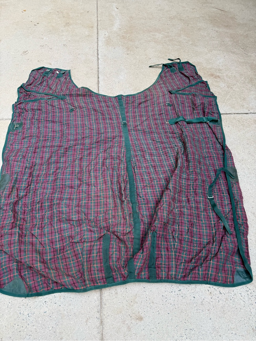 Olympian Silver Royal Horse stable sheet 84 “ red green orange Plaid Green Trim